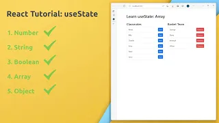 ReactJS useState Tutorial Array Object String Number Boolean