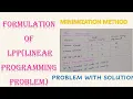 LPP Formulation Minimization Problem Solved Example Linear Programming Problem English