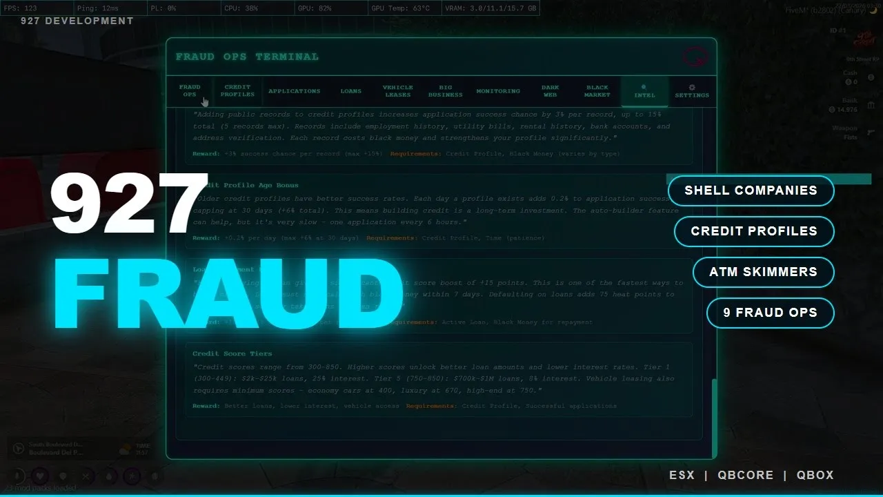 FiveM Criminal Script — 927 Fraud Black Market Economy [ESX/QBCore/QBox]