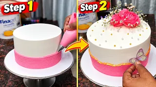 Yummy How to Decorate a Aesthetic Butterfly & Floral Cake at Home | Beautiful Cake