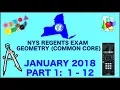 NYS Geometry Common Core January 2018 Regents Exam Part 1 s 1-12 ANSWERS