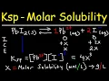 Ksp - Molar Solubility Ice Tables Common Ion Effect