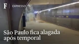 Temporal alaga ruas, estação do metrô e derruba teto de shopping em São Paulo
