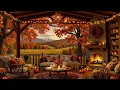Download Lagu Cozy Fall Porch Scenery 🍁 Soothing Piano Jazz, Falling Fall Leaves \u0026 Warm Fireplace Sounds for Relax