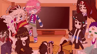 Uppermoons react to Nezuko tries on uppermoons clothes KNY Minniebitz
