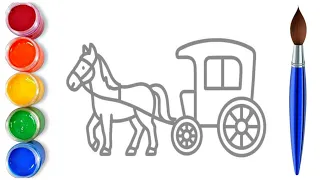 How to draw cute horse cart | easy drawing step by step 