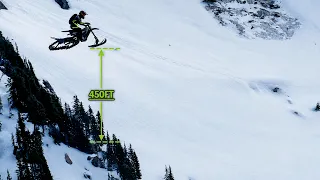 Snowbiker Jumps 450ft Cliff (World's First)