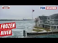 Watch Ice Clogs Surface Of Detroit River