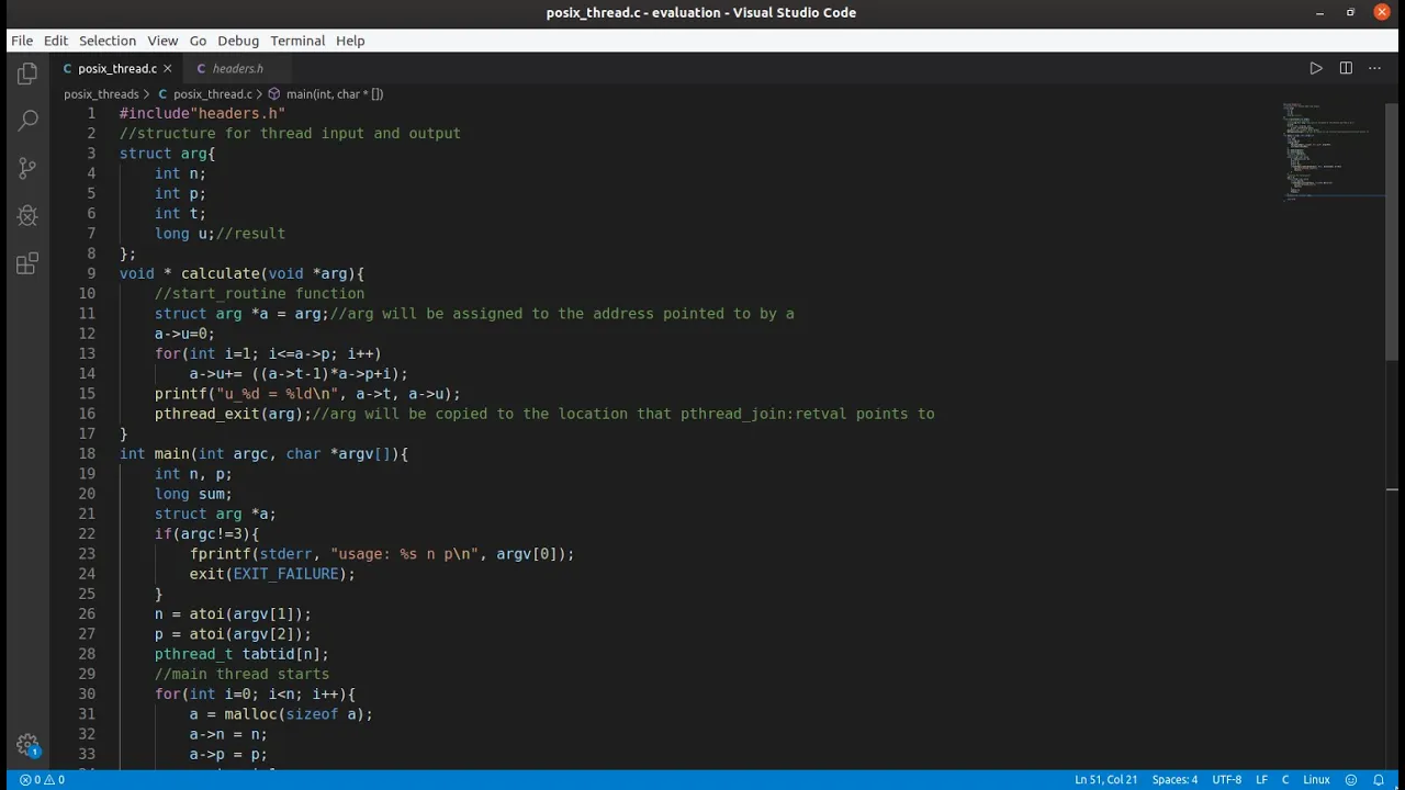 Posix threads in C