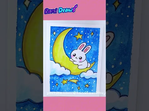 Mira cómo dibujar un CONEJO DE LA LUNA 🌙✨ #shorts #dibujoscreativos #kawaii