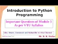VTU Important Questions of Introduction to Python Programming - Module 3