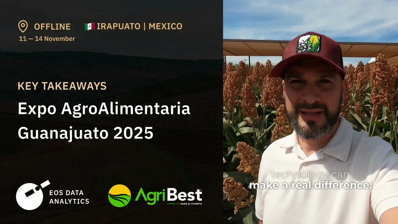 Sebastian Soto at Expo AgroAlimentaria 2025 with remarks about Mexican resilience and EOSDA's commitment to farmers.