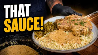 These Garlic Parmesan Pork Chops Are All About the Sauce