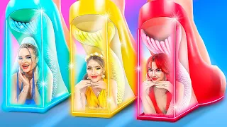 البنت البينك مقابل البنت الأزرق مقابل البنت الأصفر تحدى الألوان لعروسة البحر لمدة 24 ساعة 