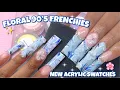 FLORAL 90 S STYLE FRENCH TIPS ACRYLIC FRENCH TIPS MILKY WHITE FLOWERS TUTORIAL