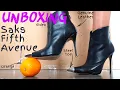 Saks Fifth Avenue Leather Boots With Metallic Pointy Toe UNBOXING