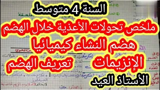 أقوى ملخص تحولات الأغذية خلال الهضم السنة 4 متوسط تحضيرا للفرض الأول 2023 2022 