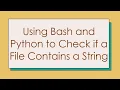Using Bash and Python to Check if a File Contains a String