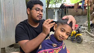 সেলুনে গেলেই কান্নাকাটি করে! তাই নিজেই ছেলের চুল কেটে দিলাম 😭✂️ CBA Vlog 📷 Baby haircut at home 🏠 