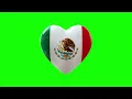 Mexico Flag 3D Heart Animation on Green Screen Background 4K FREE TO USE