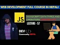 JavaScript Data Types and Operators Sushant Rimal DEV COMMUNITY NEPAL