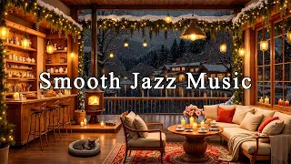 Snowy Day At Cozy Coffee Shop Ambience Warm Crackling Fireplace Relaxing Jazz Instrumental Music 