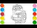 Cute Minion Drawing Painting and Coloring for Toddlers Let s draw together