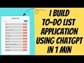 Creating a To-Do List web-application with ChatGPT in 60 Seconds Quick and Easy