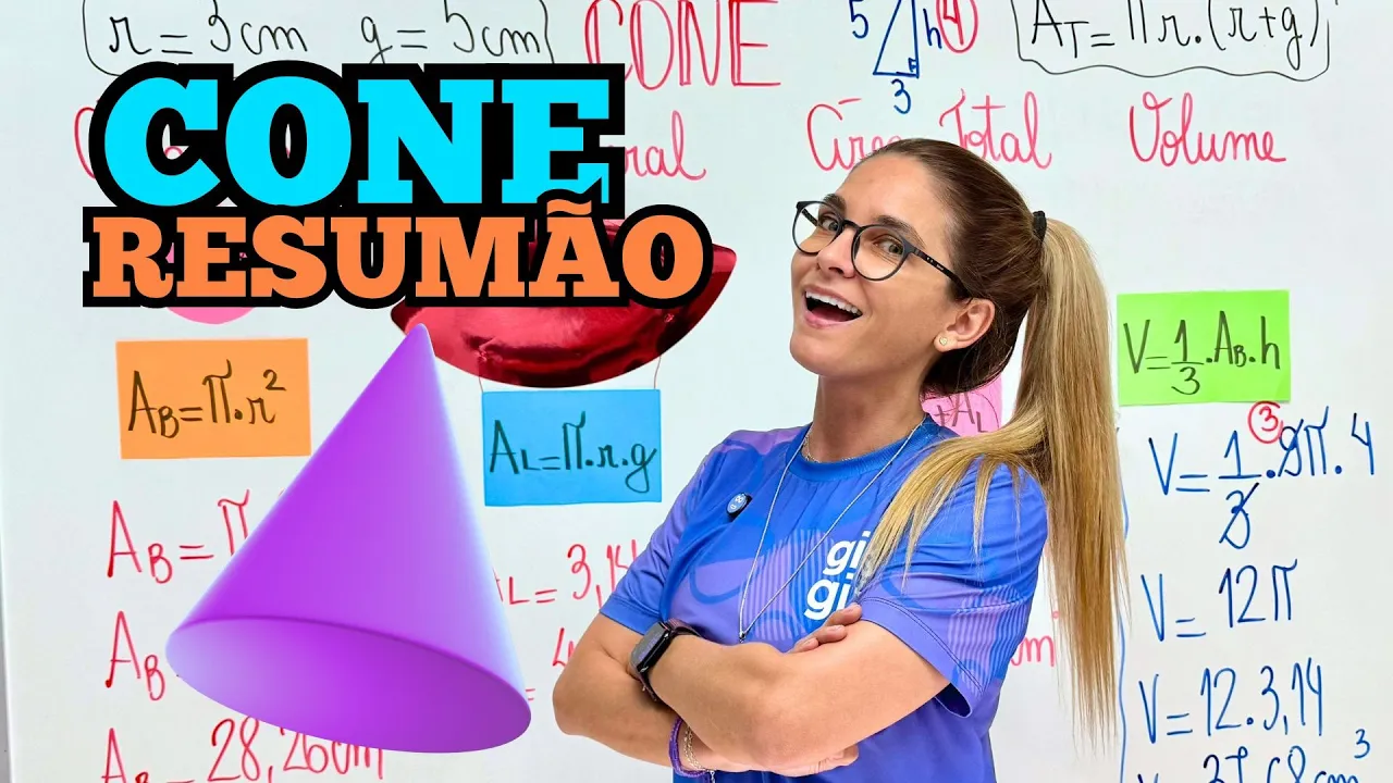 CONE: RESUMÃO COMPLETO de ÁREA e VOLUME