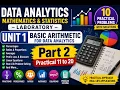 Bridge Course Data Analytics Mathematics Unit 1 Practical 11 to 20 Questions Answers