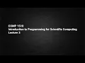 COMP1510 Lecture 3 Introduction to Scientific Computing