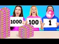 Download Lagu 100 LAYERS OF FOOD CHALLENGE! Giant vs Tiny Food for 24 hours by 123 GO!