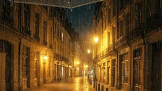 Walking In The Very Heavy Rain Walk At Night Bordeaux 4k France ASMR Rain Sounds For Sleeping 
