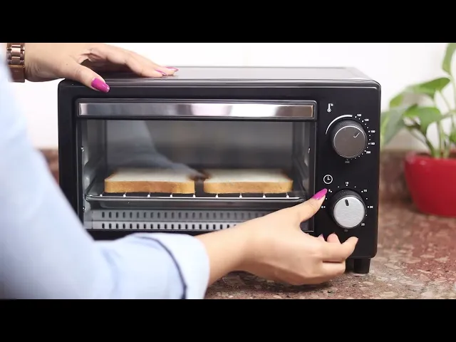 Marvel 9L OTG Oven 800W, Compact Toaster Griller for Baking, Toasting & Grilling, Adjustable 100°C-250°C, 30-Min Timer with Ready Bell, Auto Shut-Off, Tempered Glass Door, Bake Pan, Tong & Rack