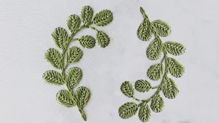 Hand Embroidery: Leaf Embroidery - Embroidery For Towel - Sofa Cushion Embroidery