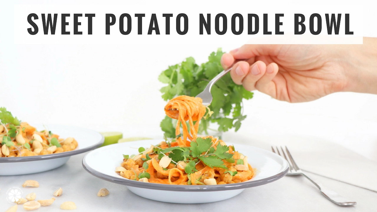 Sweet Potato Noodles With Spicy Peanut Butter Sauce   Quick, Healthy, Gluten-Free Recipe