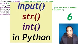 Input function in Python with str and int functions for calculations Python in Hindi Urdu