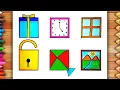 How to draw and colour Square Shape Objects Draw With Square Easy Square Shape Drawing