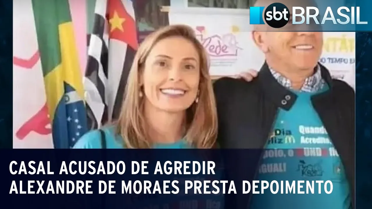 Casal acusado de agredir Alexandre de Moraes presta depoimento à PF | SBT Brasil (18/07/23)