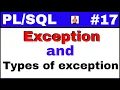 Tutorial Theory of Exception and types of Exception in PLSQL