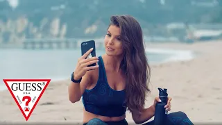 behind the scenes guess activewear campaign feat amanda cerny
