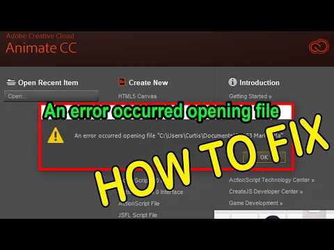 Download MP3 How to Fix An error occurred file in Adobe Animate CC, Flash CS3 to CS6