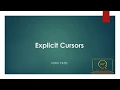 Types of Cursors Explicit Cursor Lecture 6 Database Management System Bitoxygen Academy