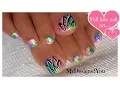Summer Toenail Art Easy Neon Toenails Diseno de Unas de Pies Neon
