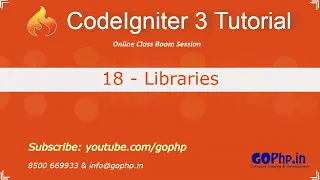18 - Libraries in CodeIgniter CodeIgniter 3 Tutorial