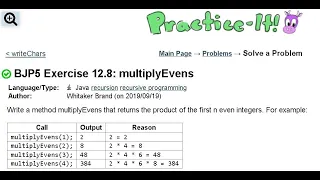 Java Practice It Exercise 12 8 multiplyEvens recursion recursive programming