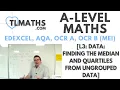 A-Level Maths L3-03 Data Finding the Median and Quartiles from Ungrouped Data