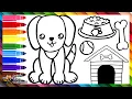 Drawing and Coloring 3 Cute Dogs With Accessories Drawings for Kids