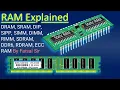 RAM Explained RAM Full Details DRAM SRAM DIP SIPP SIMM DIMM RIMM SDRAM DDR6 RDRAM ECC RAM