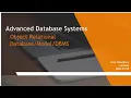 Object-Relational DBMS Oracle Object Types Inheritance Lecture Recording